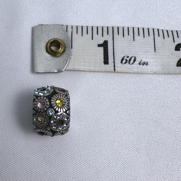 Brighton Silver Charm Bead Colorful Rhinestone Flower European Style Spacer Bead - Picture 4 of 6
